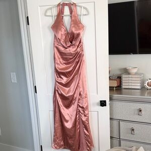 David's Bridal Pink Satin Gown